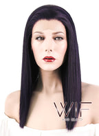 16" Straight Dark Purple Lace Front Synthetic Wig LF836