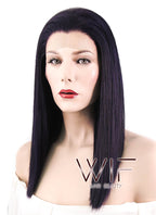 16" Straight Dark Purple Lace Front Synthetic Wig LF836