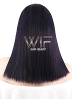 16" Straight Dark Purple Lace Front Synthetic Wig LF836