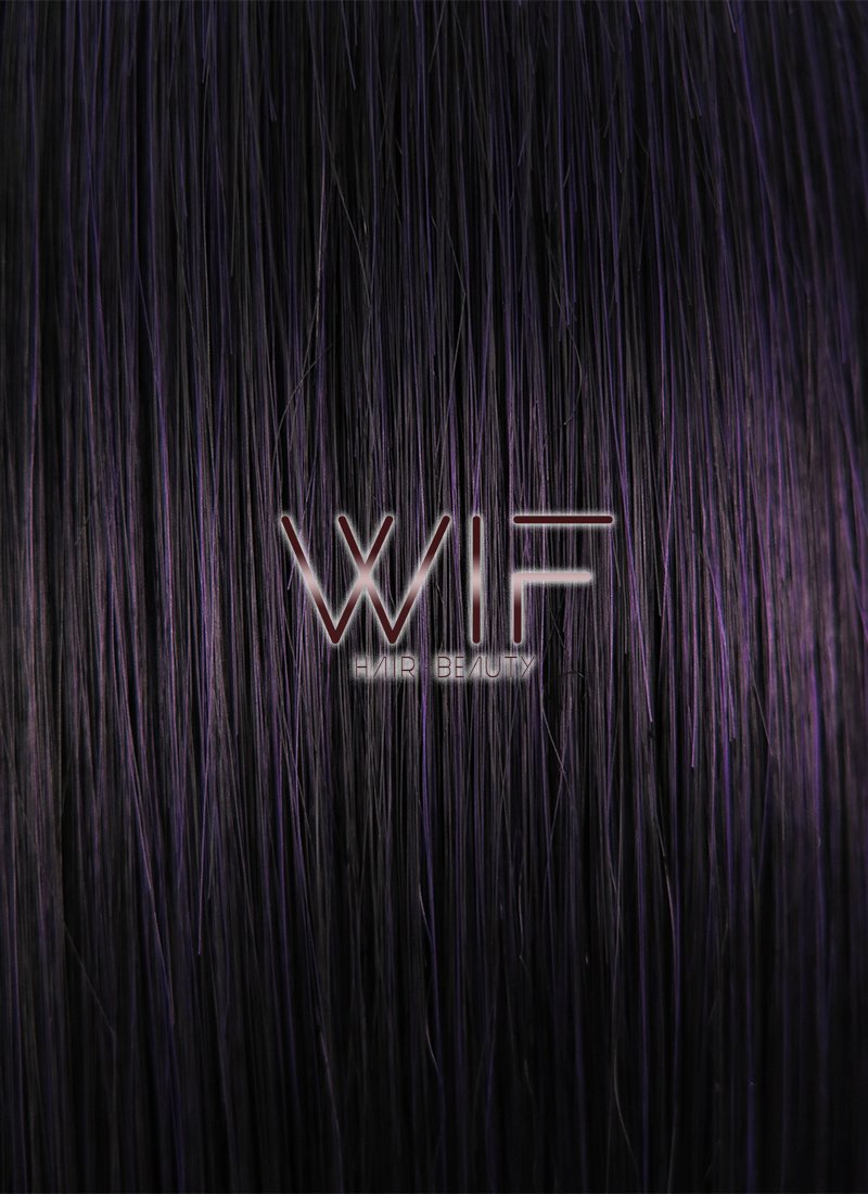 16" Straight Dark Purple Lace Front Synthetic Wig LF836