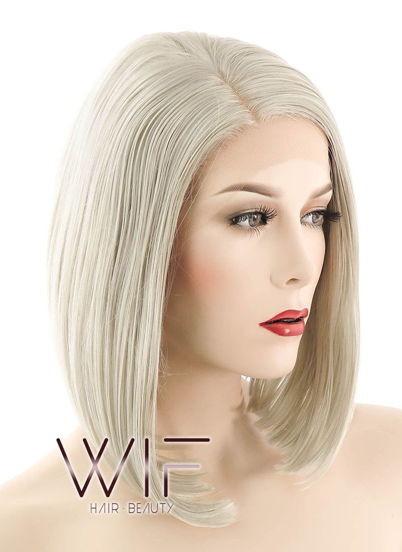 12" Straight Ash Blonde Lace Front Synthetic Wig LF837A