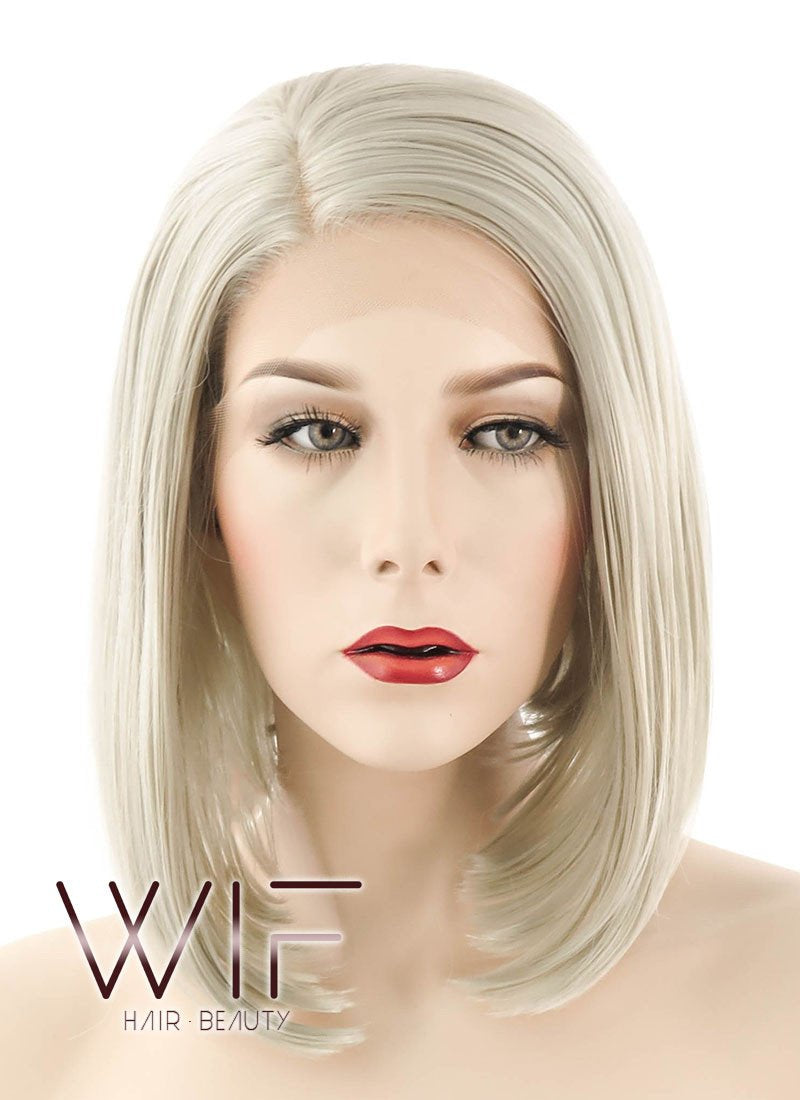 12" Straight Ash Blonde Lace Front Synthetic Wig LF837A