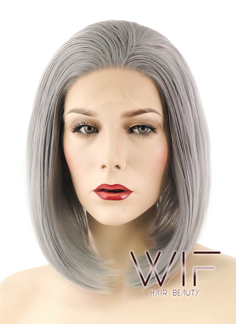 12" Straight Grey Lace Front Synthetic Wig LF837B