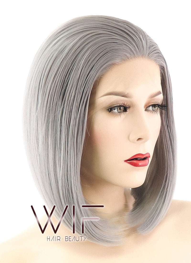 12" Straight Grey Lace Front Synthetic Wig LF837B