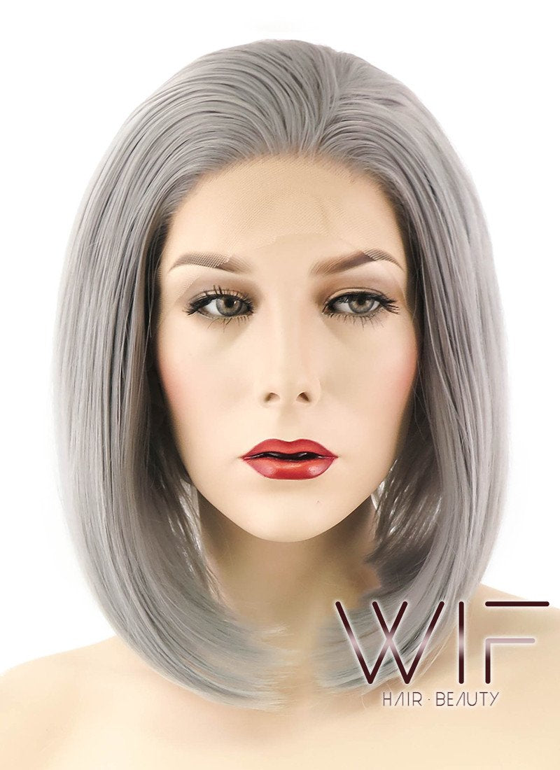 12" Straight Grey Lace Front Synthetic Wig LF837B