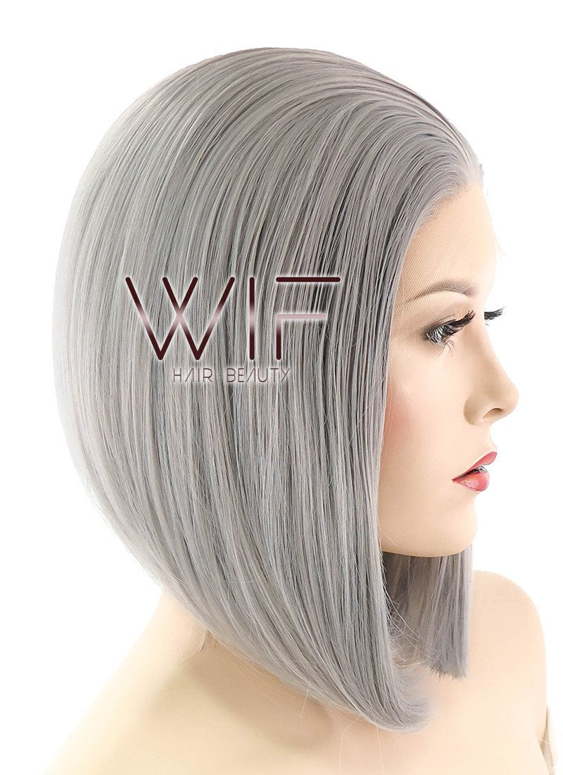 12" Straight Grey Lace Front Synthetic Wig LF837B