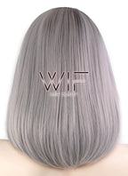 12" Straight Grey With Dark Roots Lace Front Synthetic Wig LF837