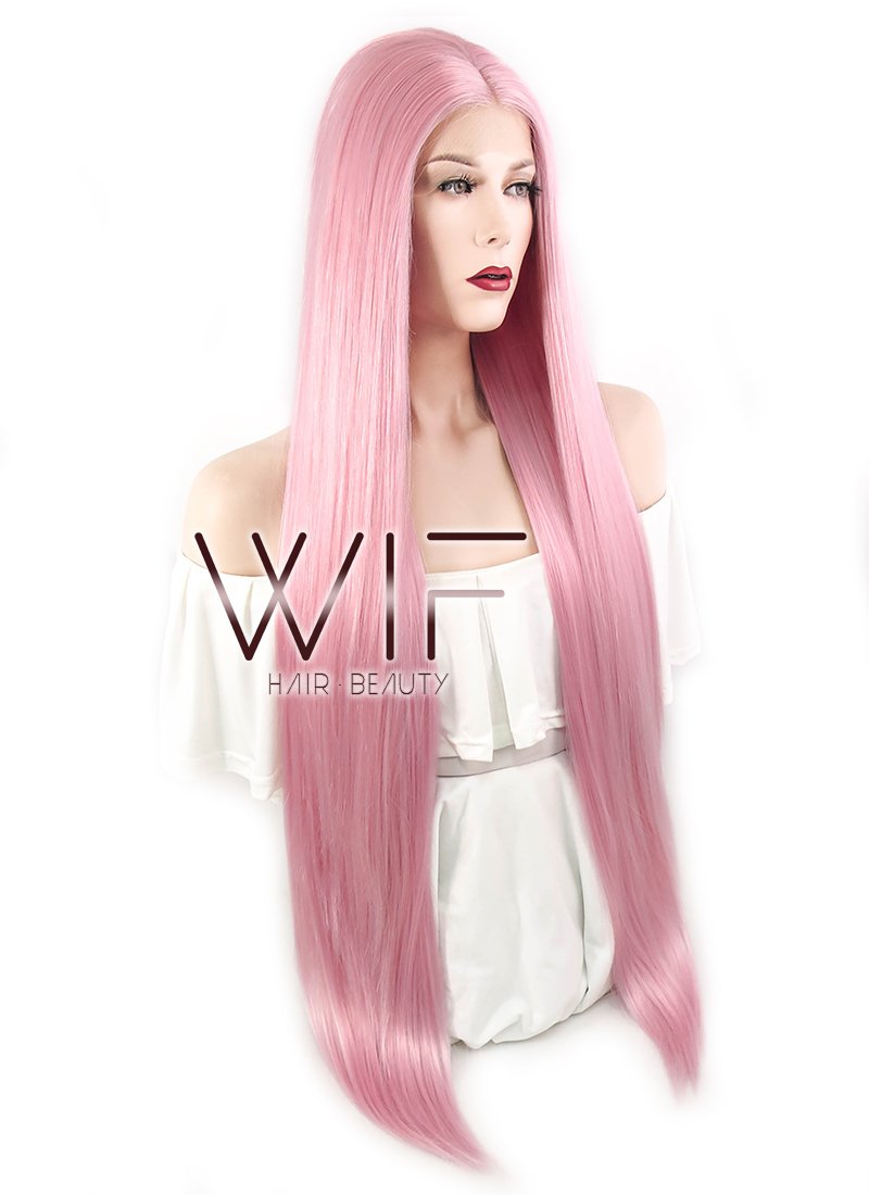 30" Straight Pink Lace Front Synthetic Wig LF857