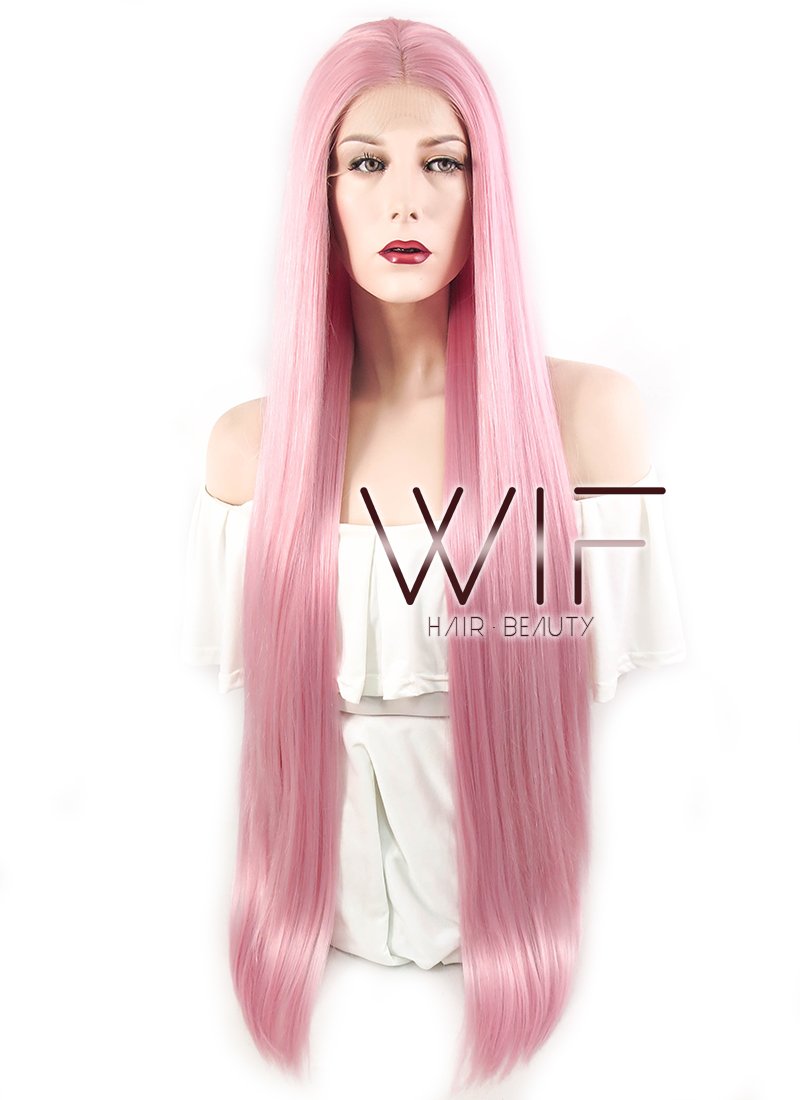 30" Straight Pink Lace Front Synthetic Wig LF857