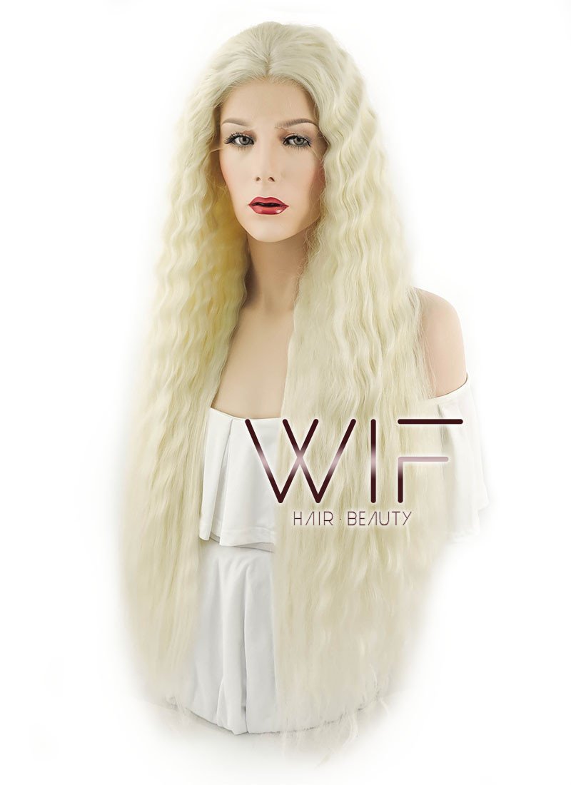 28" Wavy Light Blonde Lace Front Synthetic Wig LF871