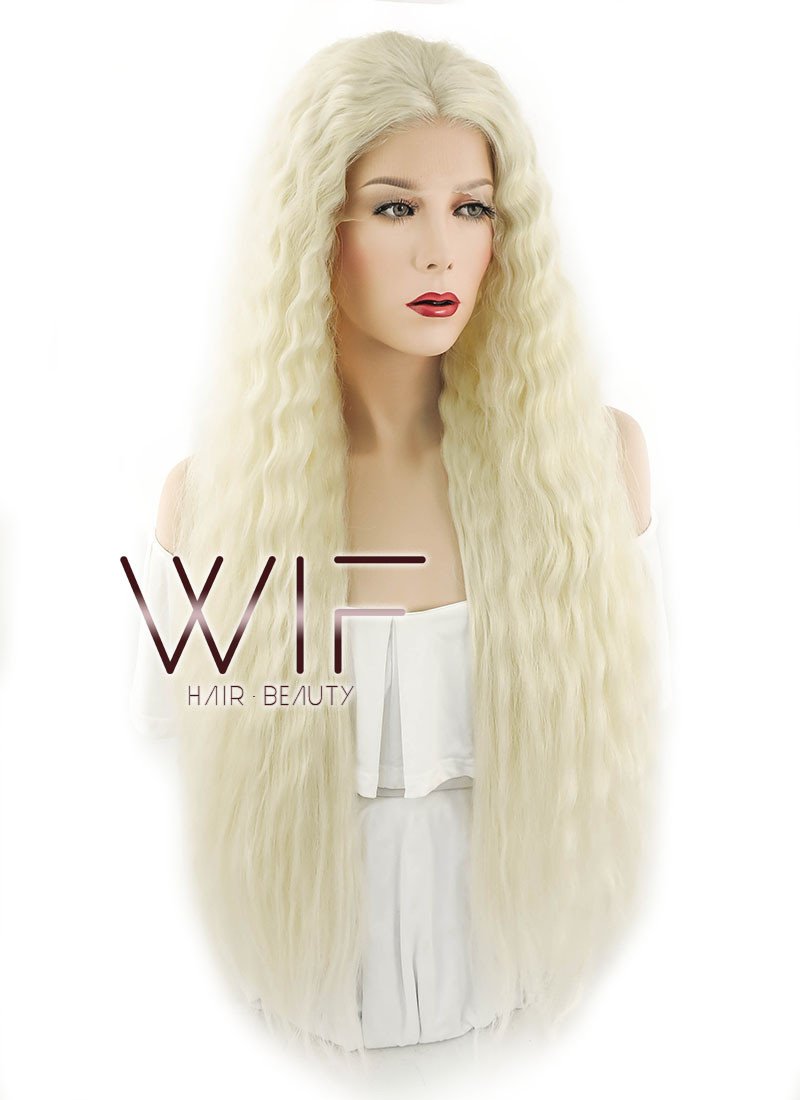 28" Wavy Light Blonde Lace Front Synthetic Wig LF871