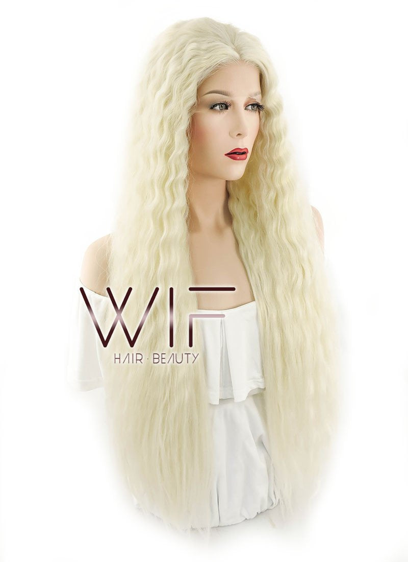 28" Wavy Light Blonde Lace Front Synthetic Wig LF871