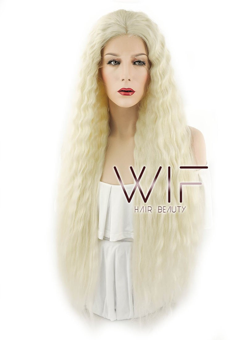 28" Wavy Light Blonde Lace Front Synthetic Wig LF871