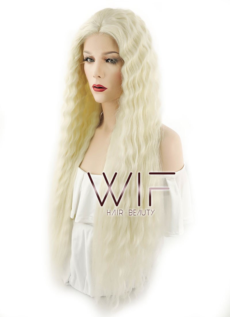 28" Wavy Light Blonde Lace Front Synthetic Wig LF871