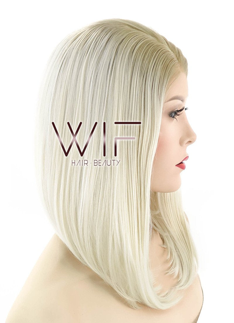 14" Medium Straight Two Tone Blonde Lace Front Synthetic Hair Wig LF872A