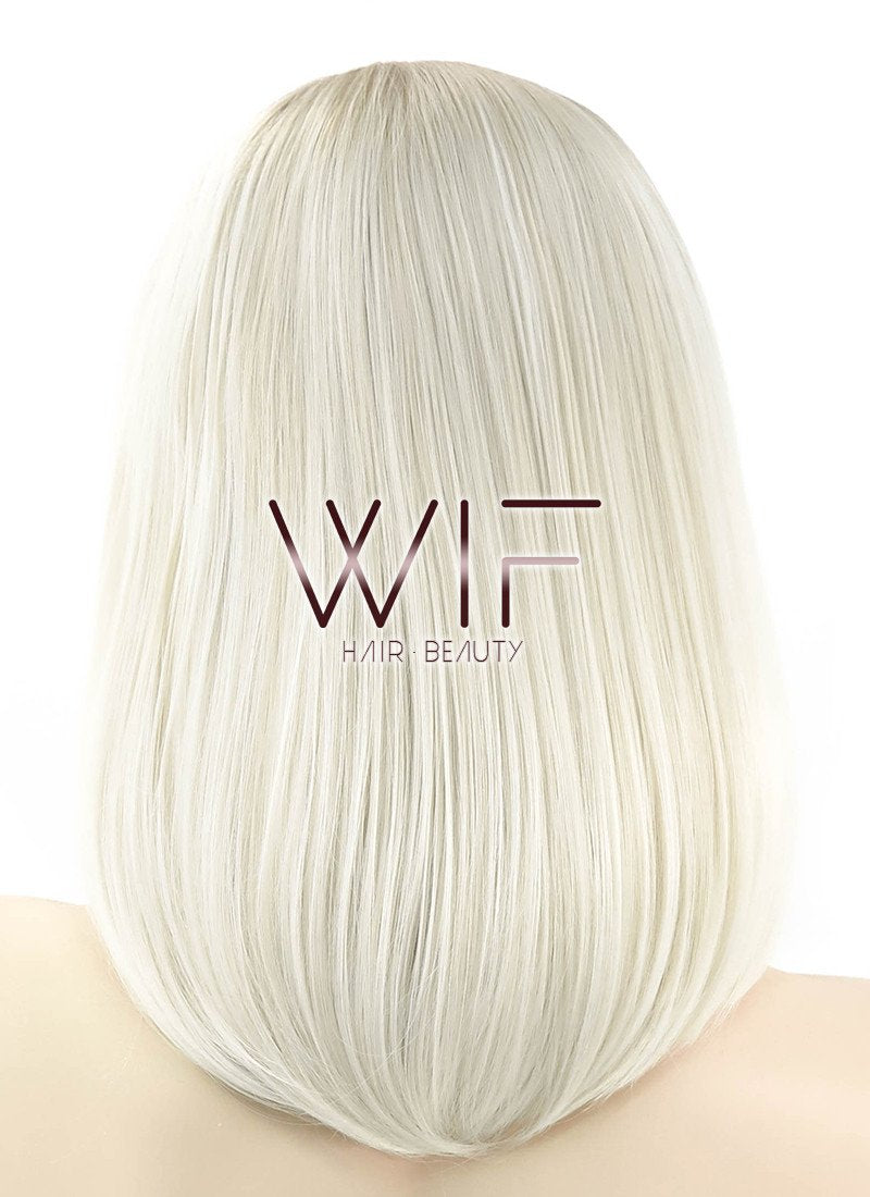 14" Medium Straight Two Tone Blonde Lace Front Synthetic Hair Wig LF872A