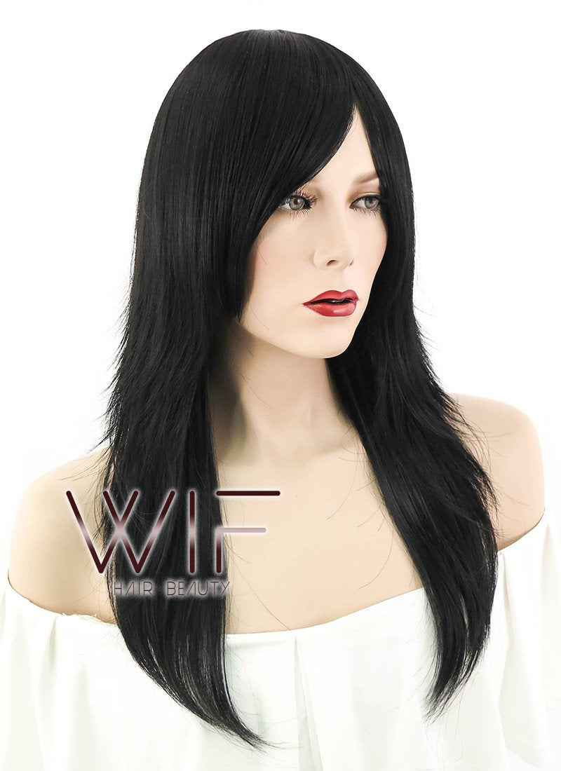 22" Long Wavy Black Fashion Synthetic Hair Wig LM01