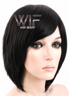 12" Straight Black Synthetic Wig EU01