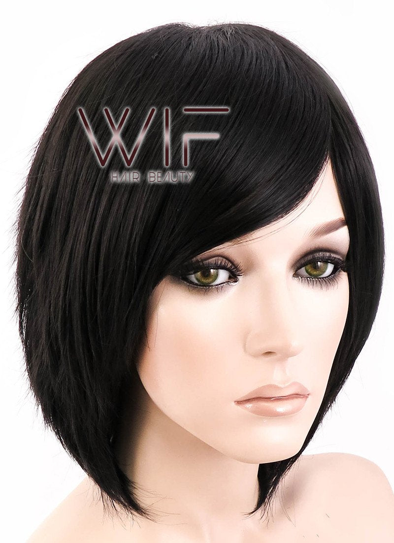 12" Straight Black Synthetic Wig EU01