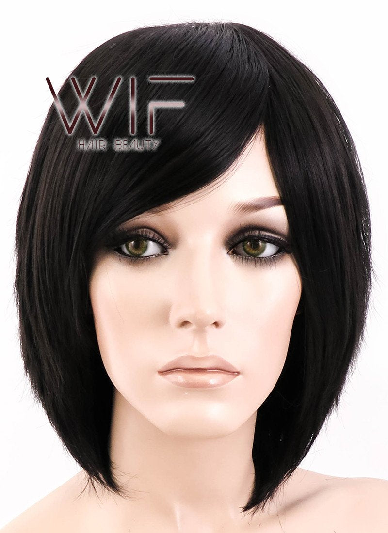 12" Straight Black Synthetic Wig EU01