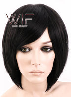 12" Straight Black Synthetic Wig EU01