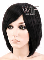 12" Straight Black Synthetic Wig EU01