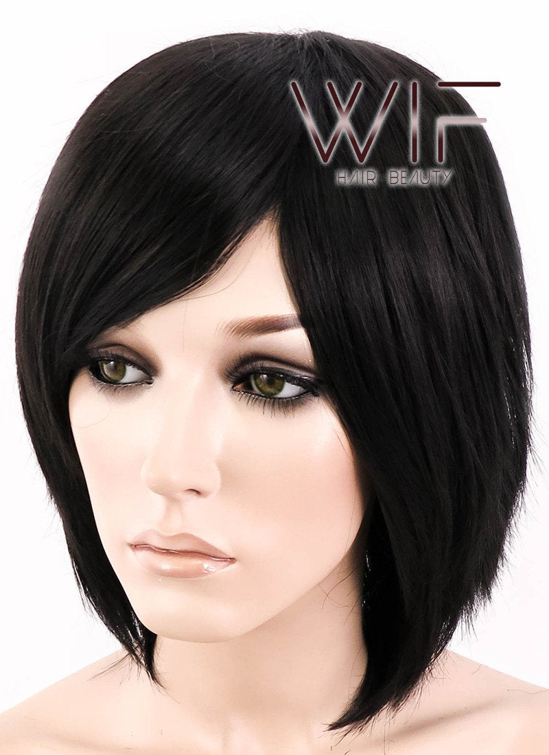12" Straight Black Synthetic Wig EU01