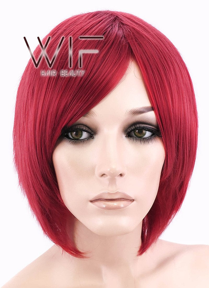 12" Straight Red Synthetic Wig LQ148