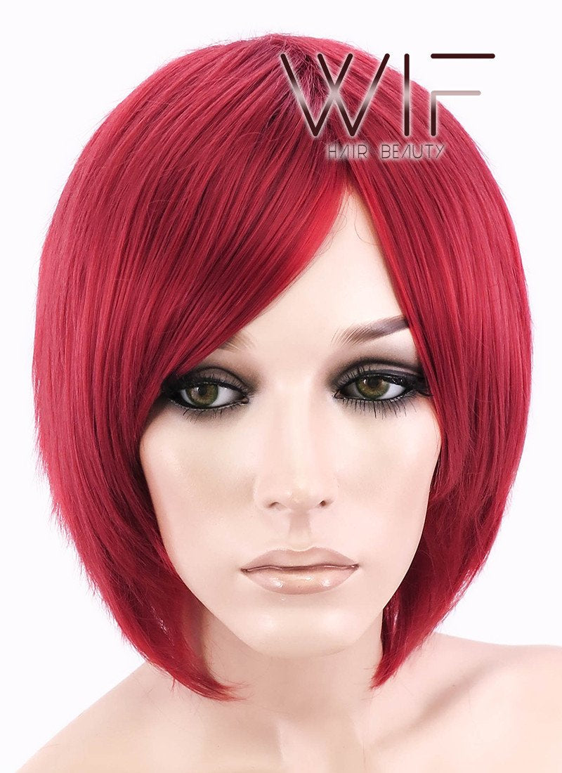 12" Straight Red Synthetic Wig LQ148
