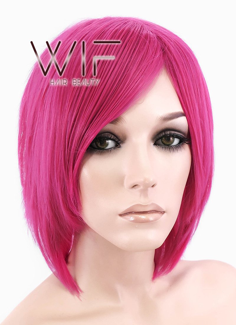 12" Straight Dark Pink Synthetic Wig LQ76