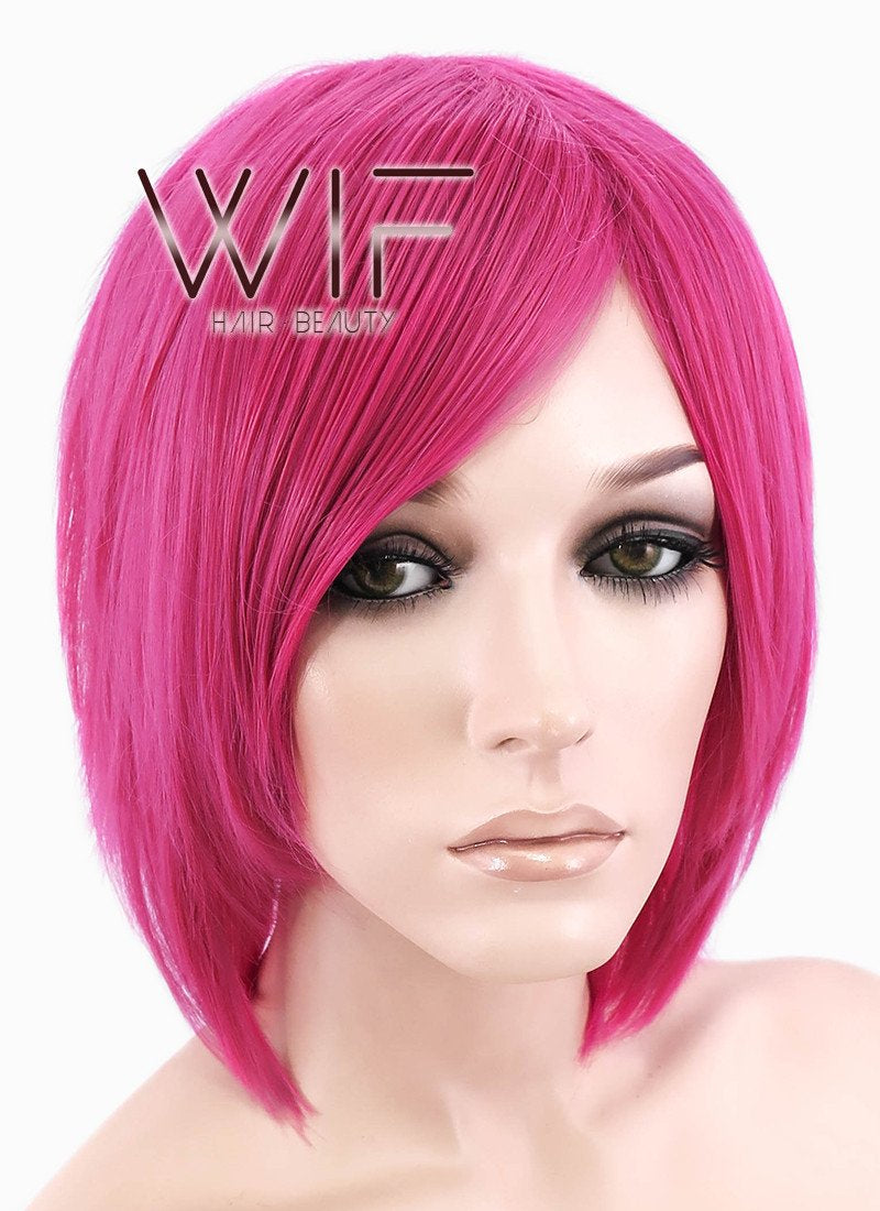12" Straight Dark Pink Synthetic Wig LQ76
