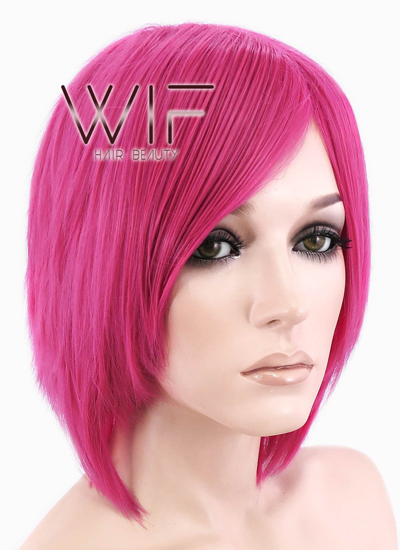 12" Straight Dark Pink Synthetic Wig LQ76