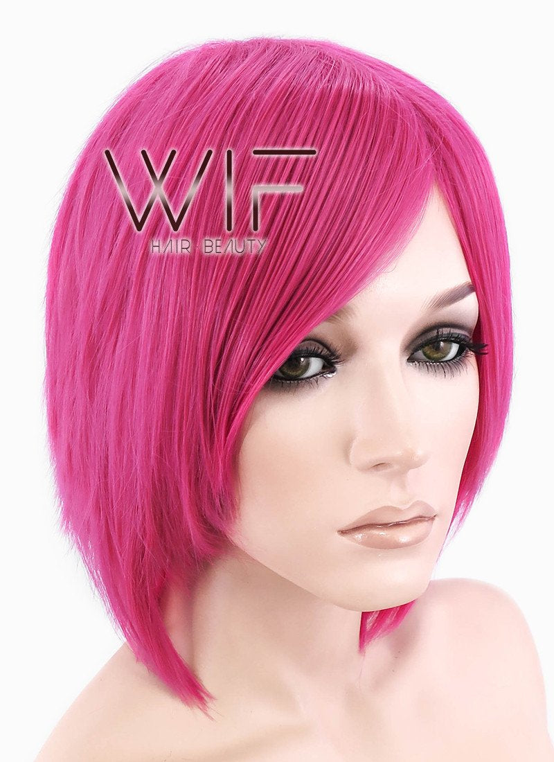 12" Straight Dark Pink Synthetic Wig LQ76