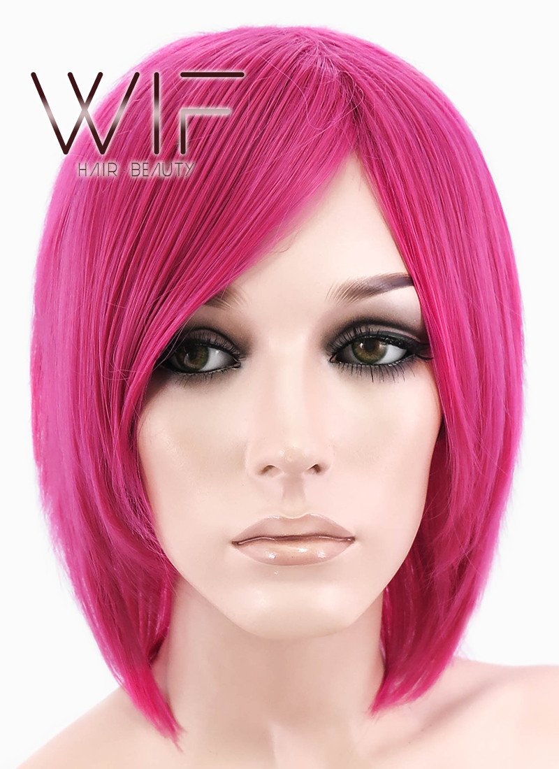 12" Straight Dark Pink Synthetic Wig LQ76