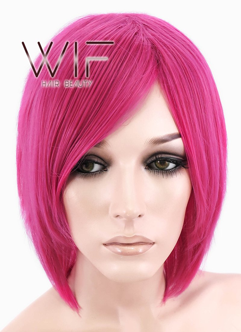 12" Straight Dark Pink Synthetic Wig LQ76