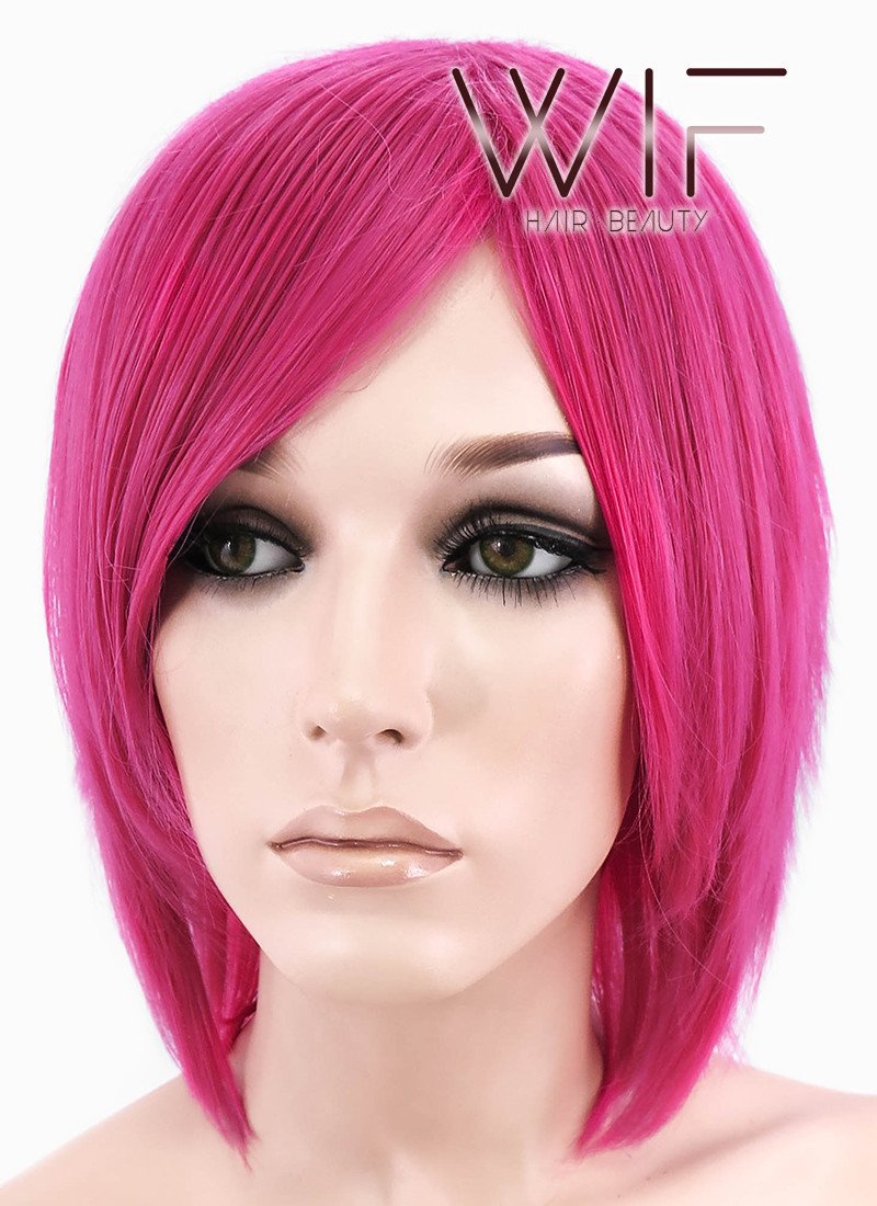 12" Straight Dark Pink Synthetic Wig LQ76