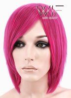 12" Straight Dark Pink Synthetic Wig LQ76