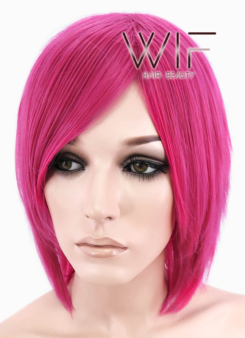 12" Straight Dark Pink Synthetic Wig LQ76