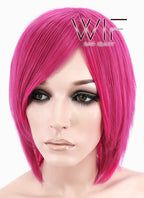 12" Straight Dark Pink Synthetic Wig LQ76