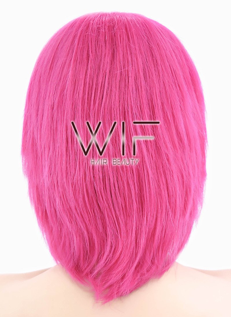 12" Straight Dark Pink Synthetic Wig LQ76