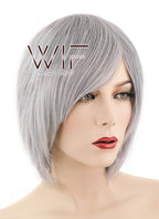 12" Straight Light Grey Synthetic Wig LQ23