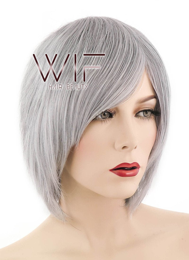 12" Straight Light Grey Synthetic Wig LQ23