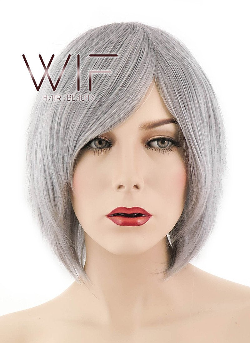 12" Straight Light Grey Synthetic Wig LQ23
