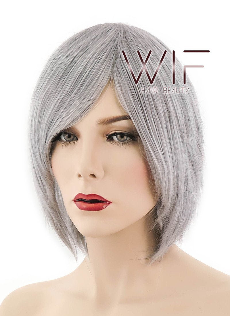 12" Straight Light Grey Synthetic Wig LQ23