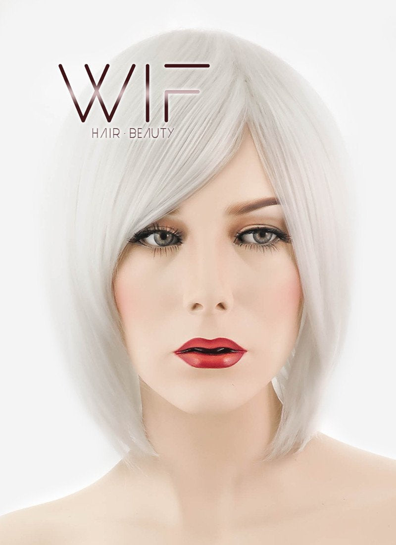 12" Short Layered White Fashion Synthetic Hair Wig LQ36