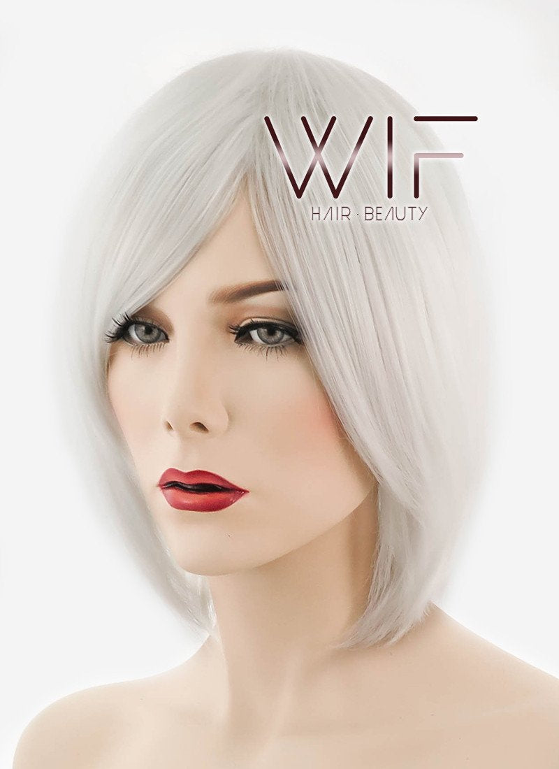 12" Short Layered White Fashion Synthetic Hair Wig LQ36