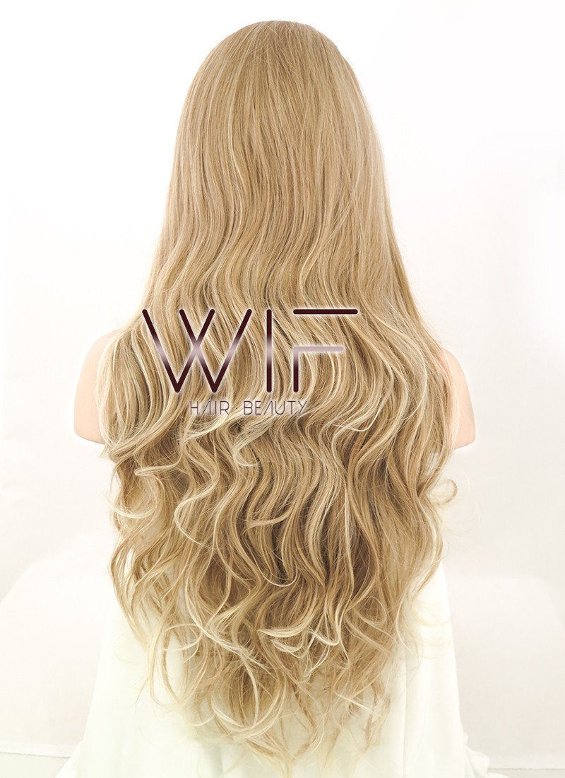 30" Long Curly Mixed Blonde Fashion Synthetic Hair Wig MB136