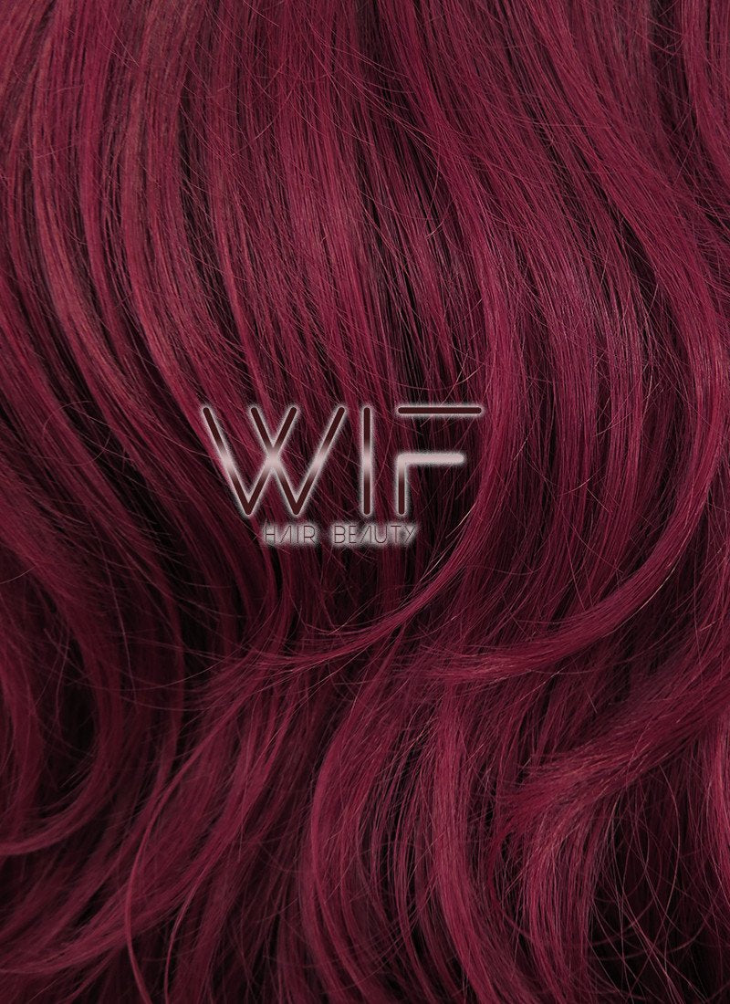 30" Wavy Dark Red Synthetic Wig MB80