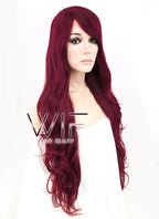 30" Wavy Dark Red Synthetic Wig MB80