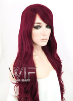 30" Wavy Dark Red Synthetic Wig MB80